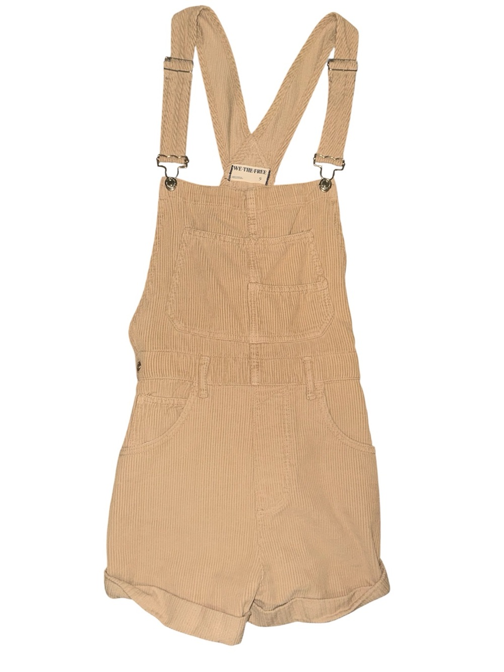 Free People We The Free Ziggy Shortall Corduroy Overalls Size Small Tan EUC